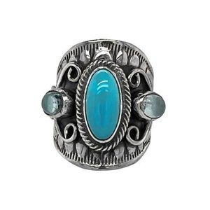 New. Size 8, Sterling Silver Ring. Turquoise. Unisex. Southwest Style
